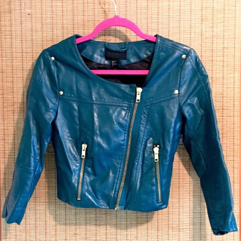 H&M Dark Green Faux Leather Jacket